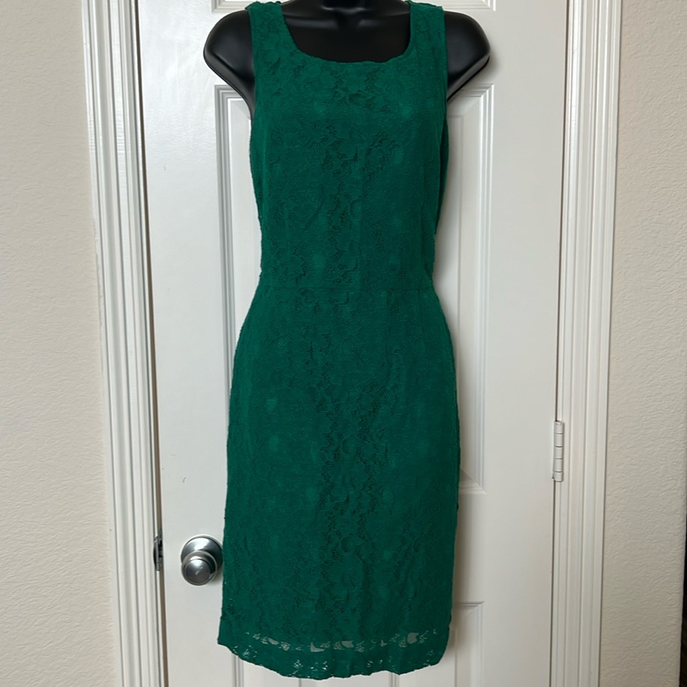 NWT Banana Republic sleeveless green lace dress. Size 8